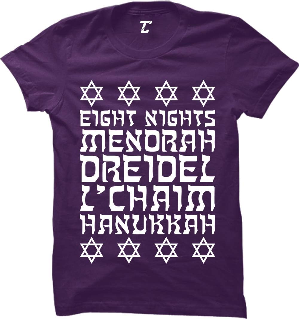 Eight Nights Menorah Dreidel L'Chaim Hanukkah Women's T-Shirt