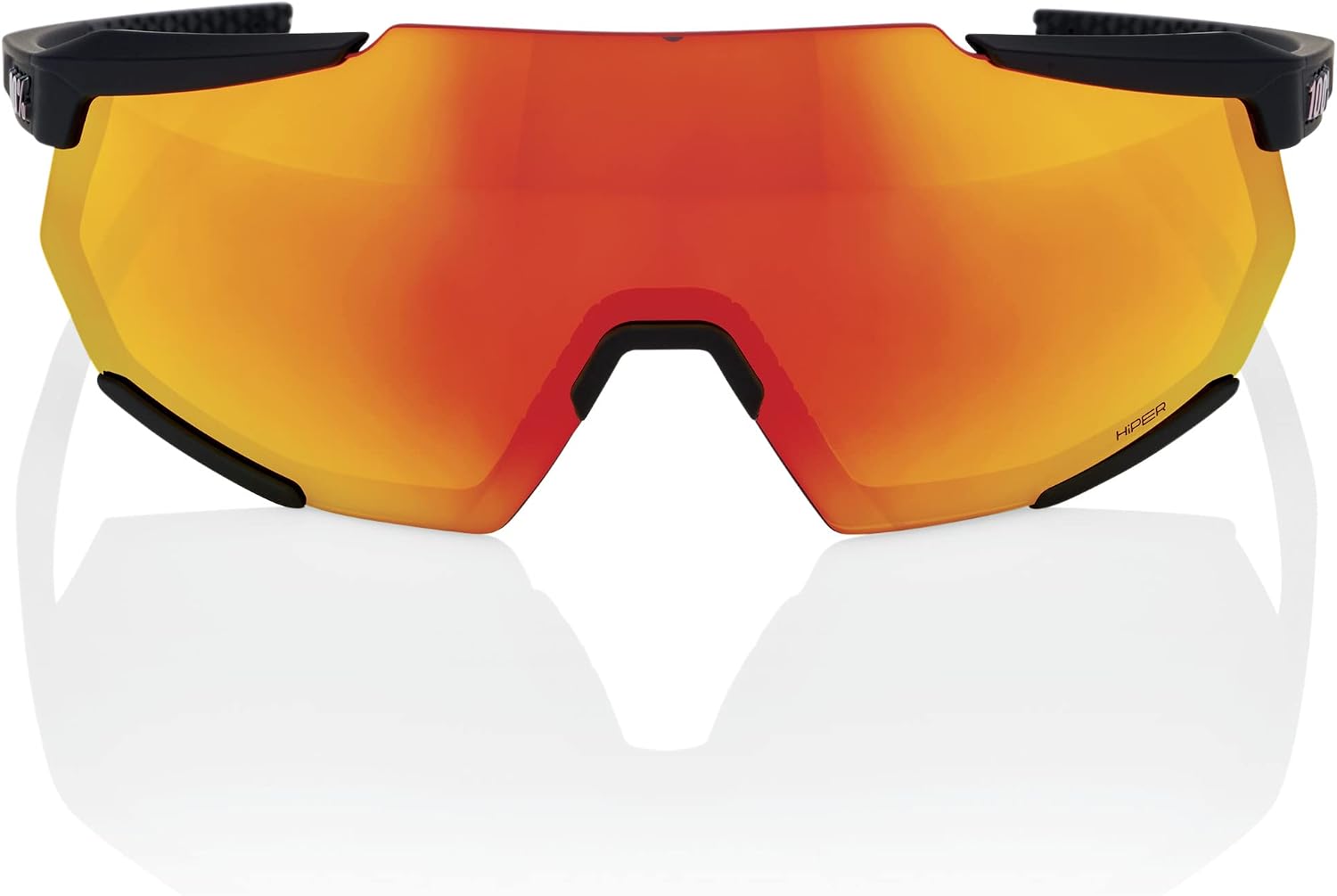 100% Racetrap 3.0 Sport Performance Sunglasses - Sport and Cycling Eyewear (Soft Tact Black - HiPER Red Multilayer Mirror Lens)