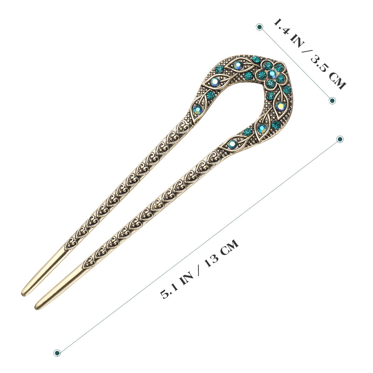 Fashion Crystal Hair Clip Delicate U-shaped Double Prong Chignon Hair Pin Hair Accessory Hair Pin for Women Girls Ladies - Image 2