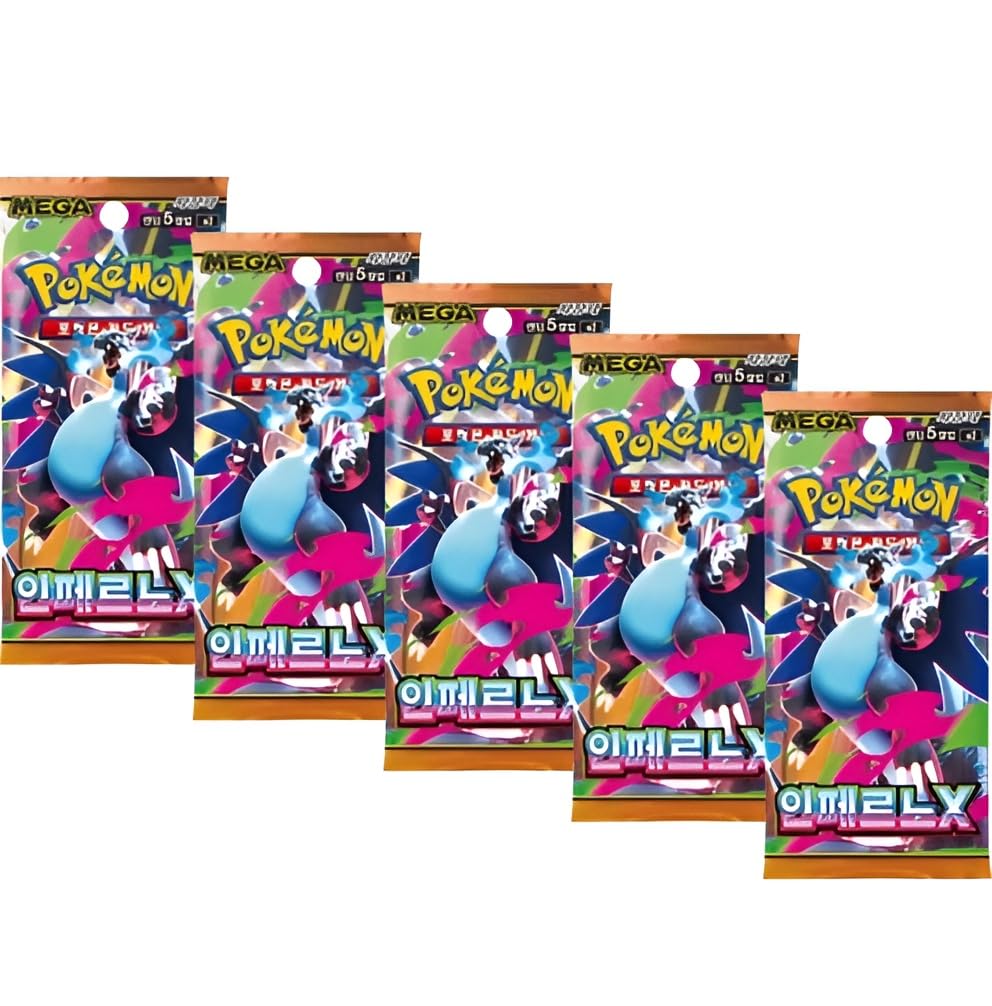 Pokemon TCG Mega Inferno X.M2 Korean Phantasmal Flames Booster Packs x5 | Korean Pokémon Cards | Mega Evolution Series | 5 Cards per Pack | Titan Authenticated