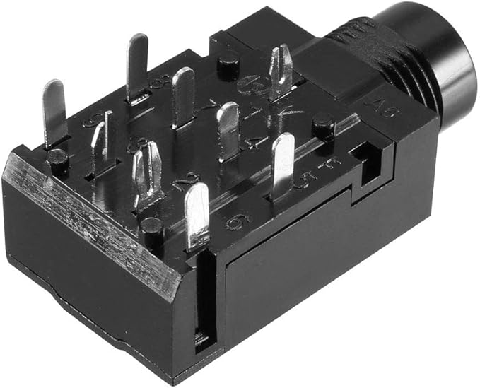 Conector Jack 6.35mm 9 Pines para PCB Negro 5 Piezas miniatura 3