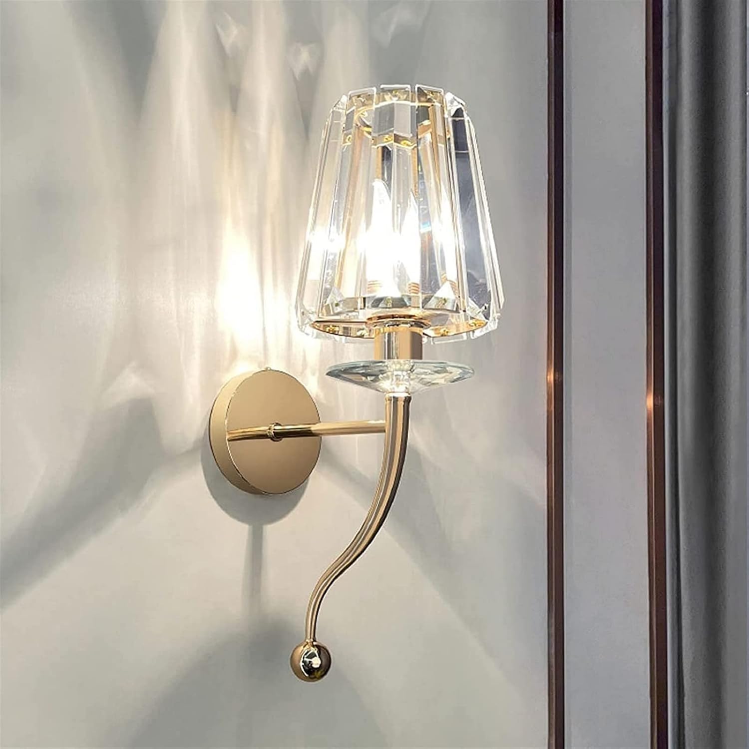 HPTHLY Wall Light Crystal Wall Light Gold Metal Sconce, Bedroom Lamp, Wall Sconce Home Decor Lighting Fixtures,Luxury (41Cm)