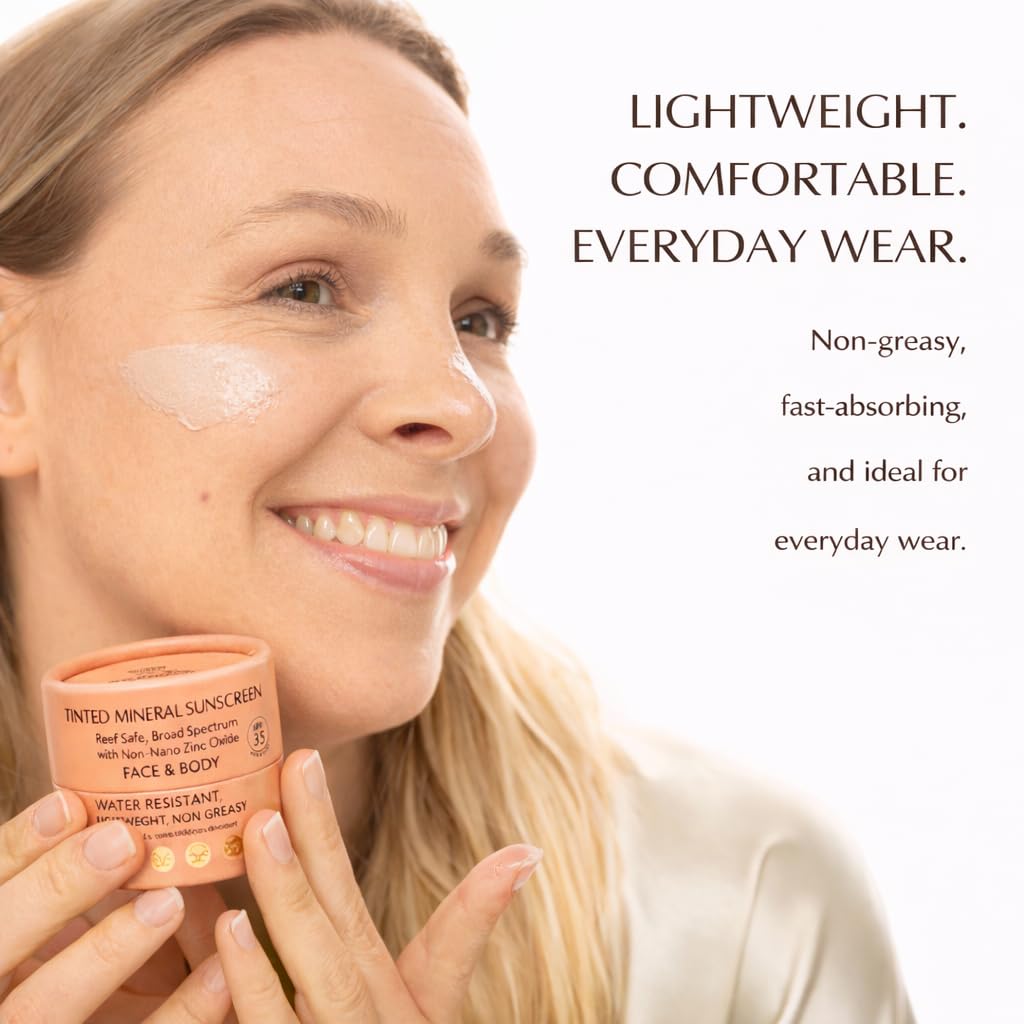 NATÚ BOTANICALS Tinted Mineral Face and Body Sunscreen SPF 35 - Mineral Zinc Oxide Sunblock Lotion - Broad-Spectrum UVA & UVB Protection - Lightweight & Gentle for Sensitive Skin - Reef Safe - Image 4