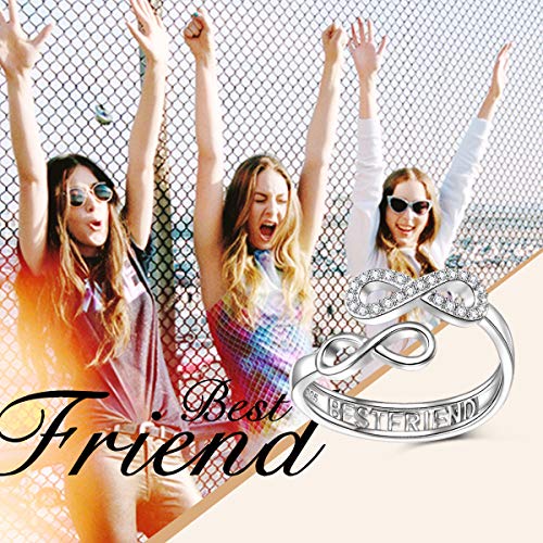 Jzmsjf S925 Sterling Silver Best Friend Infinity Ring Adjustable Friendship Jewelry Birthday Gifts For Women Adults Size 5 #TOP6