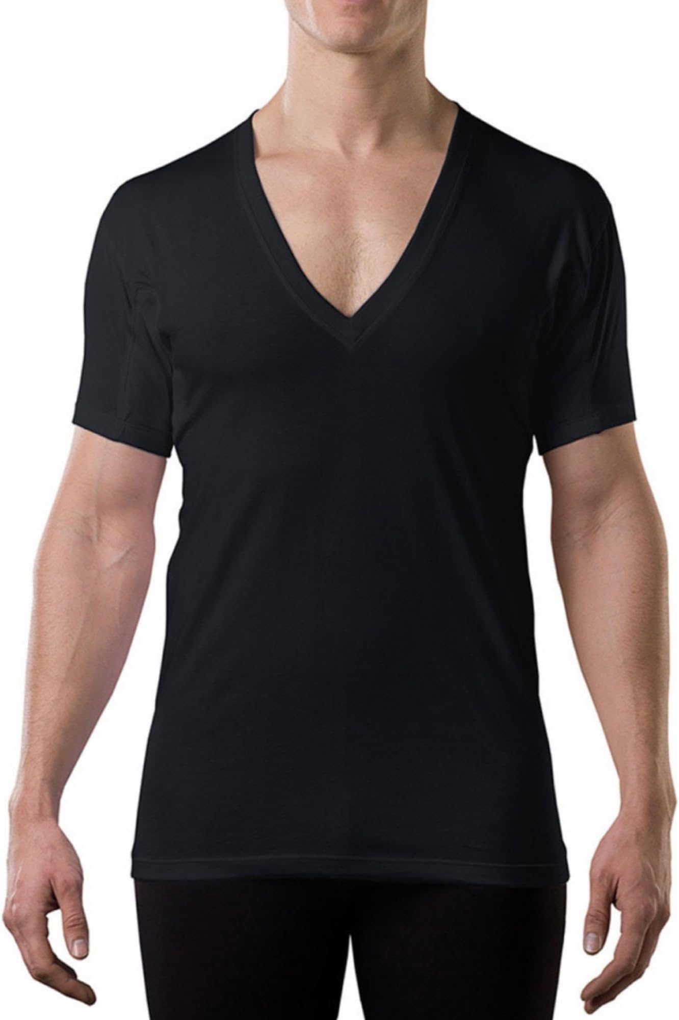 Sweatproof Undershirt for Men w/ Underarm Sweat Pads (Original Fit, Deep V-Neck)