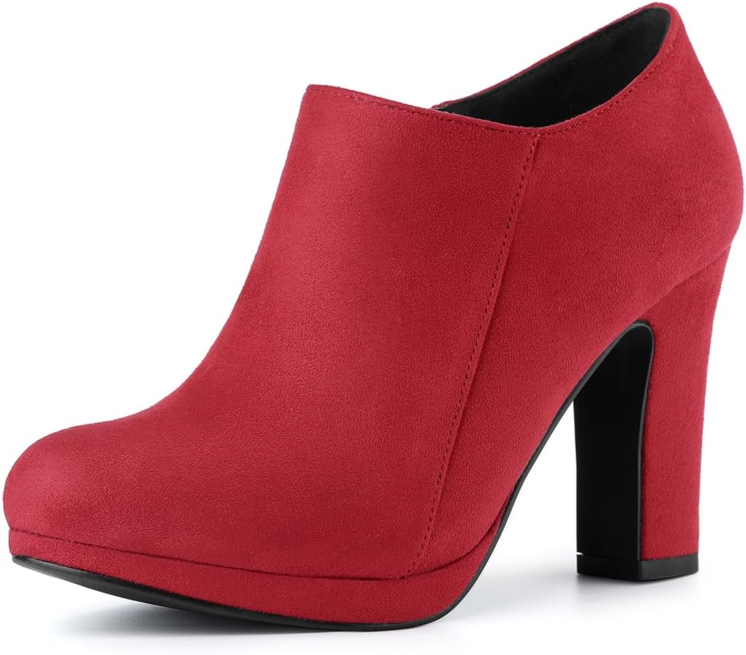 Allegra K Women's Platform Round Toe Chunky Heels Ankle Booties
