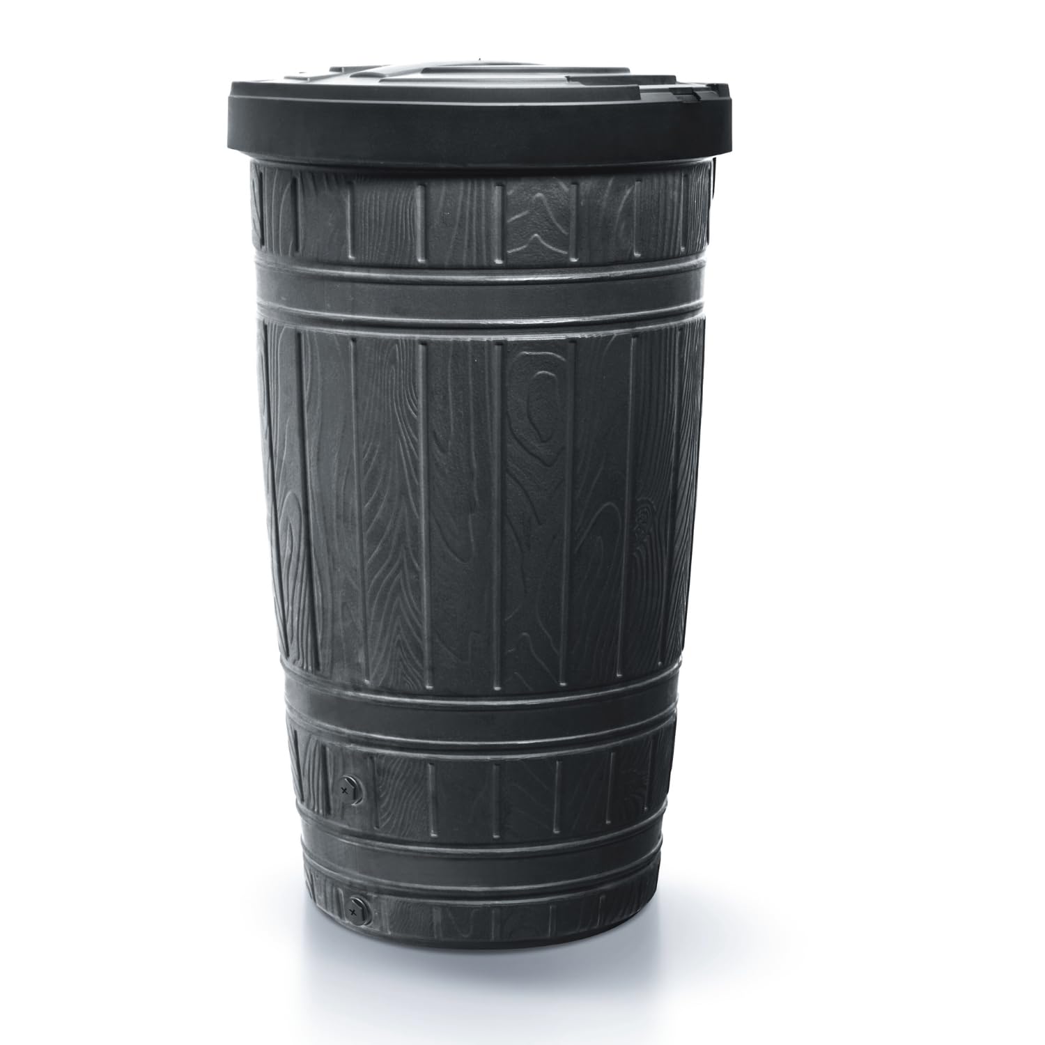 Woodcan rainwater tank Plastic Water Butt Container wood look barrel 265L Storage Garden Irrigation (Black)