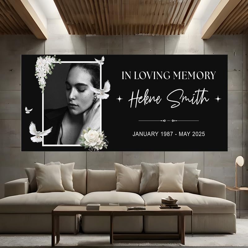 Funeral Memorial Banner with Photo, Celebration Of Life, In Loving Memory Banner, Funeral Welcome Banners, Custom Picture Memorial Vinyl Banners Decorations #9