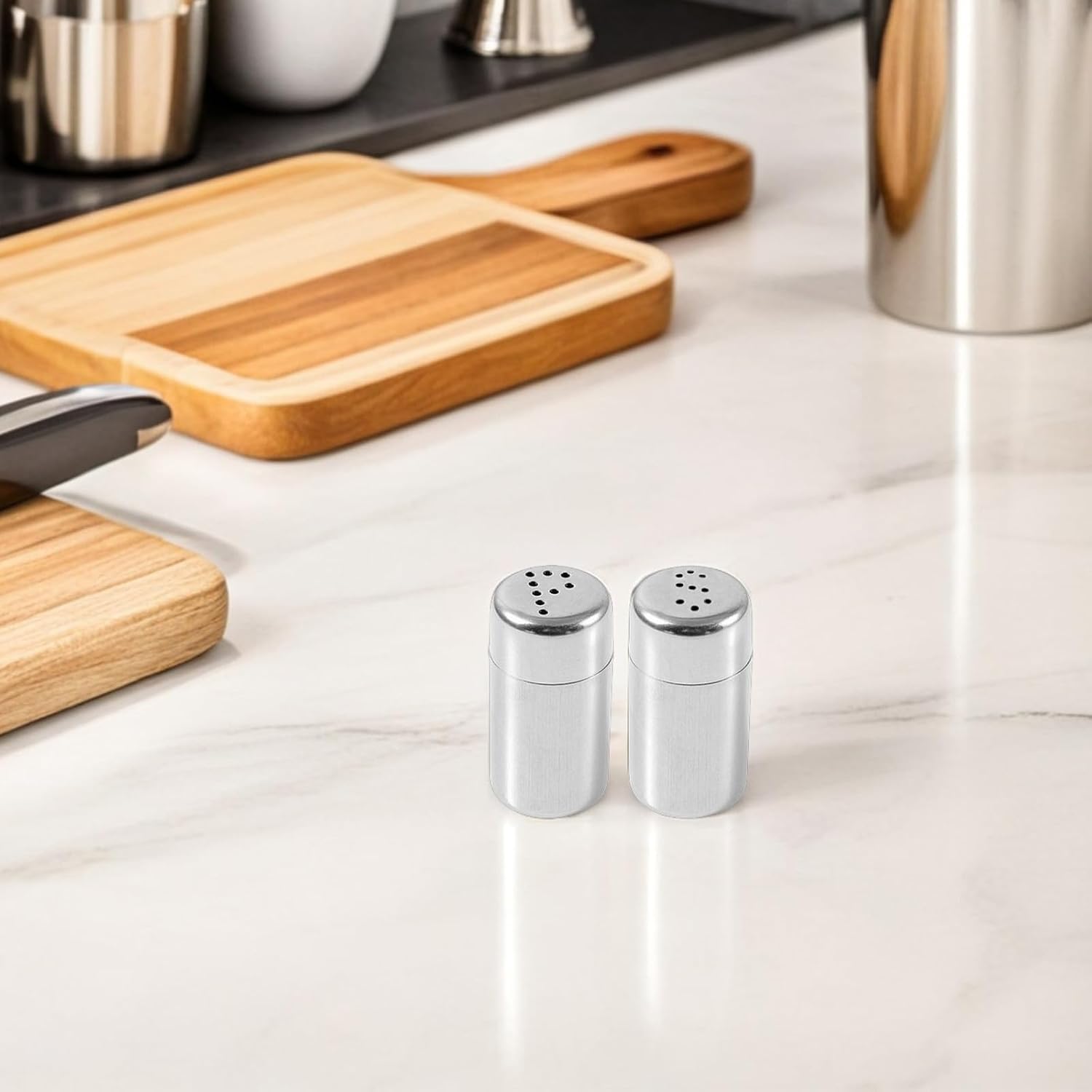 6pcs Stainless Steel Salt Pepper Seasoning Bottle with Lids Xmas