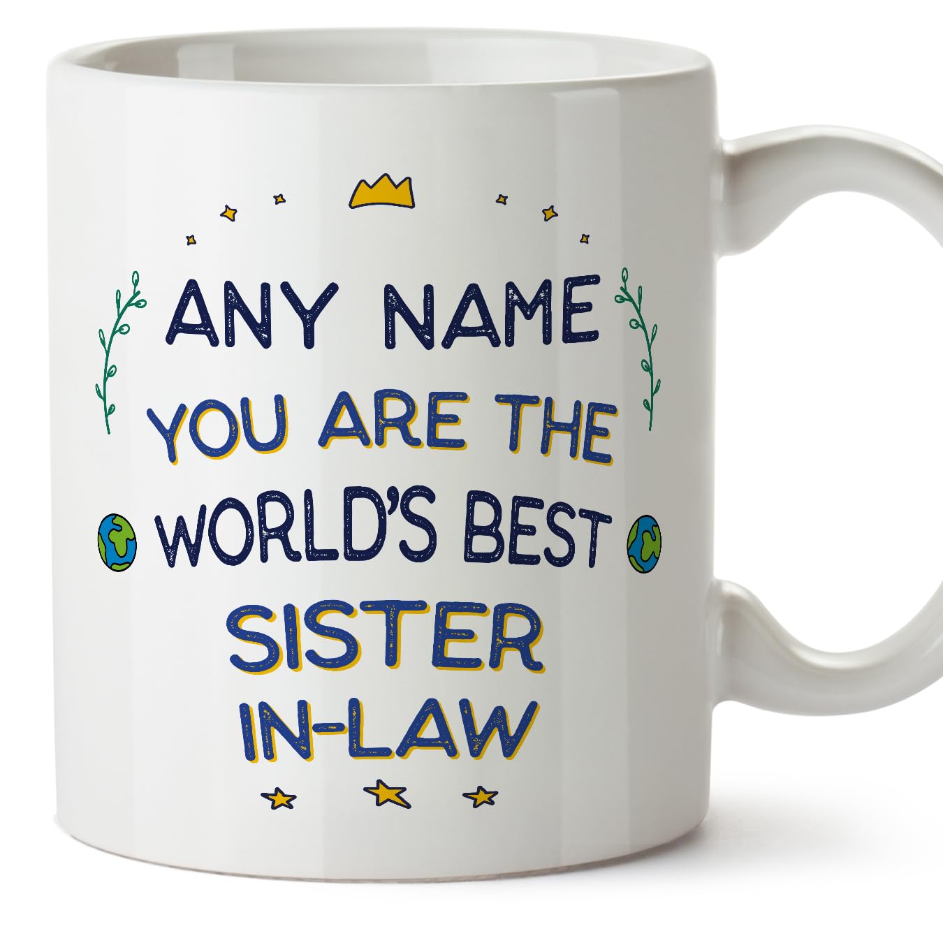 MUGFFINS Personalised Mug for Sister in Law - in English - World's Best - Funny Custom Gift - Ceramic 11oz Mug
