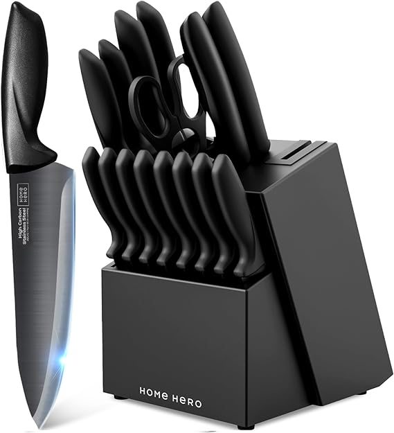 Home Hero 10 Pcs Stainless Steel & Wood Kitchen Utensils Set + 16 Pcs Kitchen Knife Set