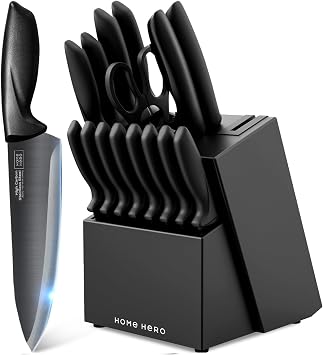 Home Hero 10 Pcs Stainless Steel & Wood Kitchen Utensils Set + 16 Pcs Kitchen Knife Set