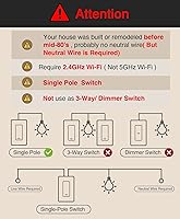 Vista 2 de GHome Smart Switch, Smart Wi-Fi Light Switch for Lights Work with Alexa and Google Home 2.4Ghz, Single-Pole, Neutral Wire Required, UL Certified
