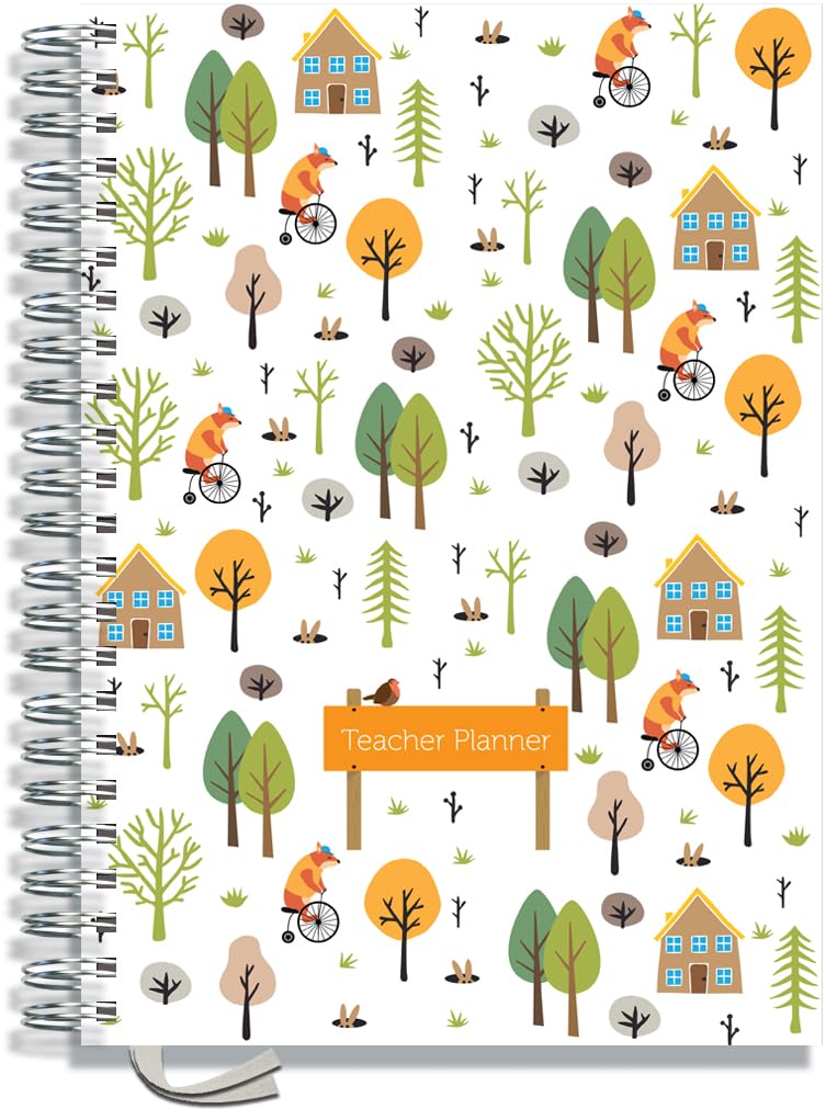 Teacher Planner 2026-2027 A4 Size by Pirongs | 5 Lesson Dated Planner for Teachers | Page a Day | Dated, Hardback, Wiro-Bound Teachers Planner - Woodland โ image 1