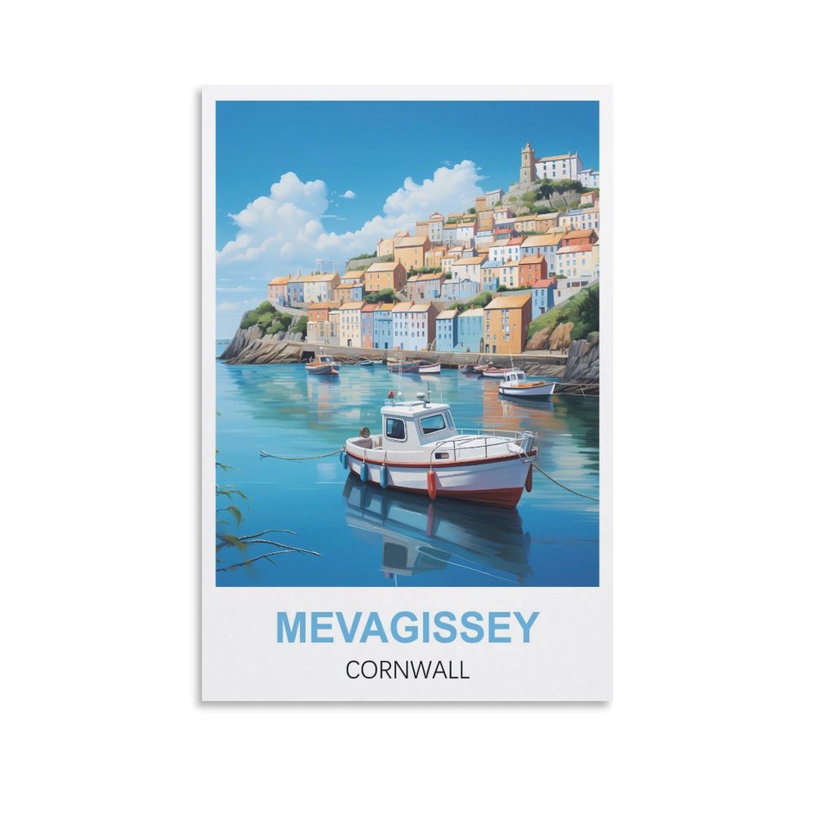 Ezmlfa A193 Diy Frameless Paint By Number Kits Mevagissey Cornwall Paint By Numbers For Kids & Adults & Beginner, Diy Canvas Painting Gift Kits 50X60cm