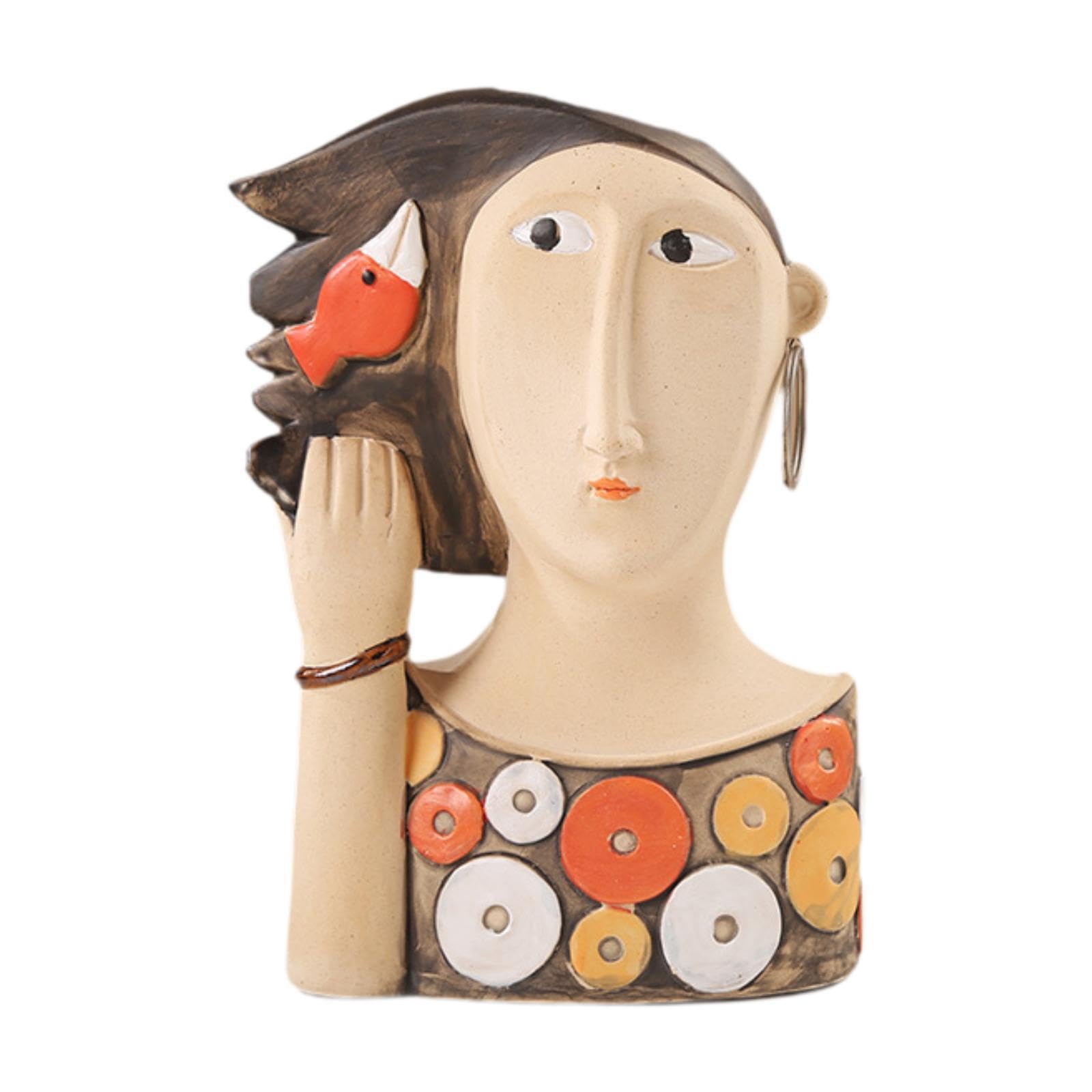 UJEAVETTE Abstract Face Vase Unique Decorative Vase for Living Room Study Room Bedroom 14cmx6.7cmx19.5cm-image-0