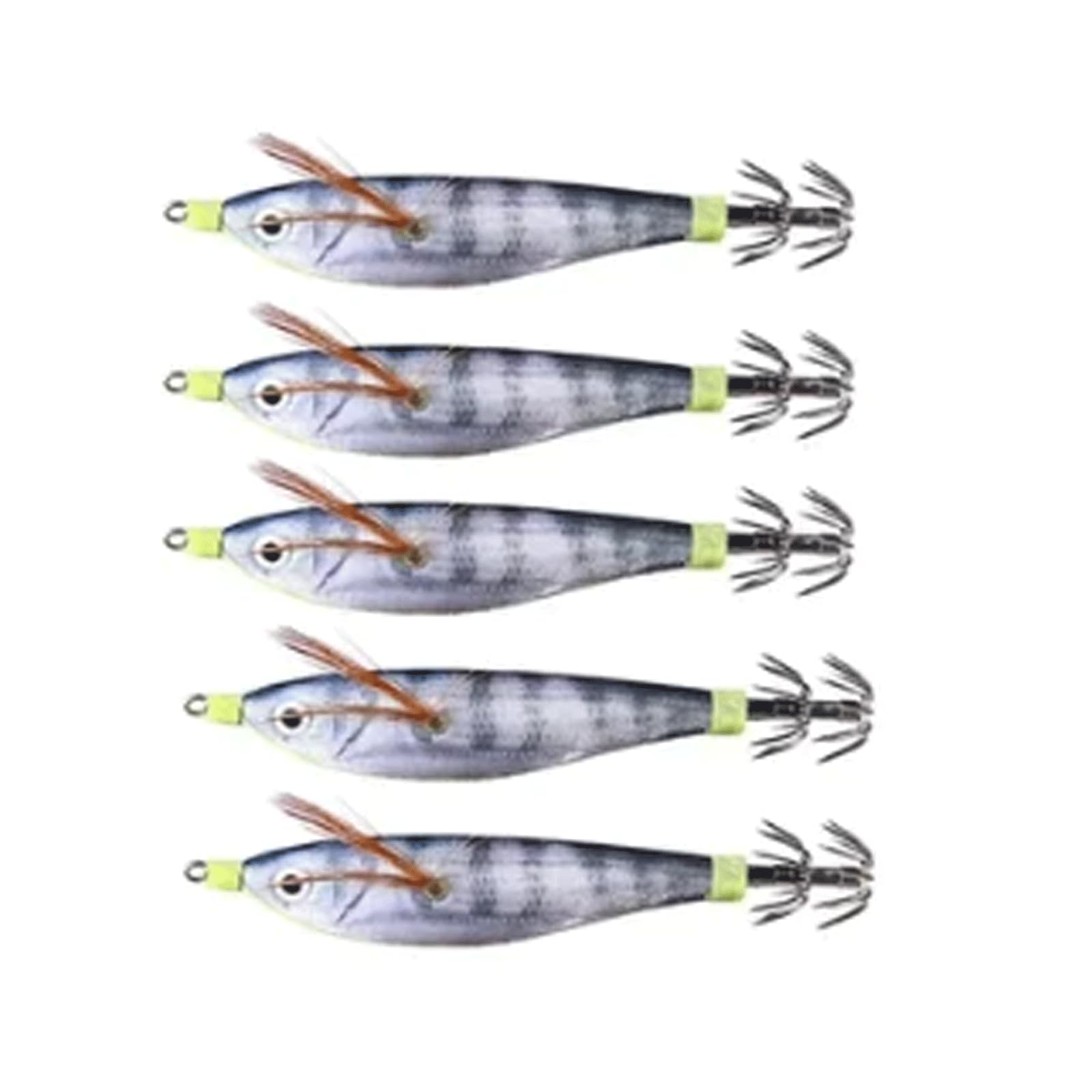 IvyLoutish Fishing Lure Bait 5 Pcs Luminous Fishing Bait Fishing Squid Jig Hook Octopus Cuttlefish Shrimp Jigging Bait for Night Fishing Fishing Tackle