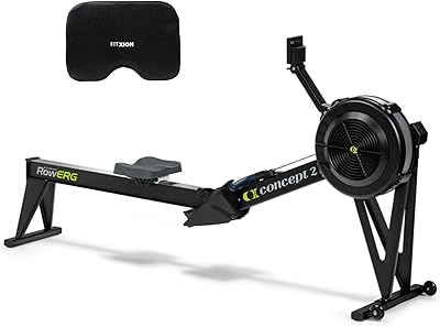 Concept2 RowErg Model E Indoor Rowing Machine with Tall Legs - PM5 Monitor, Device Holder, Adjustable Air Resistance, Easy Storage with FitXion Seat Cushion