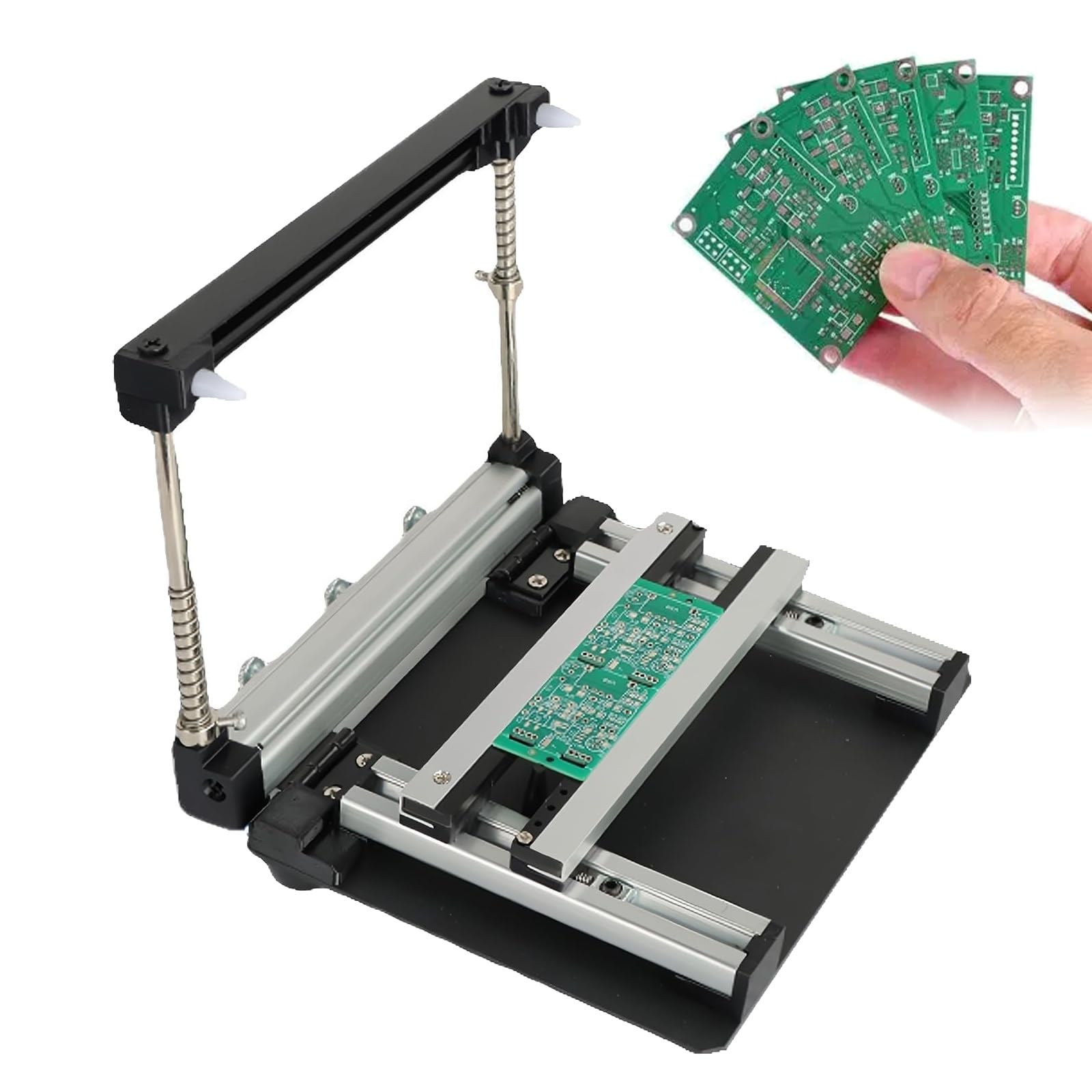 Mesa de impresión de pasta de soldadura de malla de acero, estación de serigrafía manual, impresora de plantillas PCB de grosor ajustable para montaje y embalaje de PCB