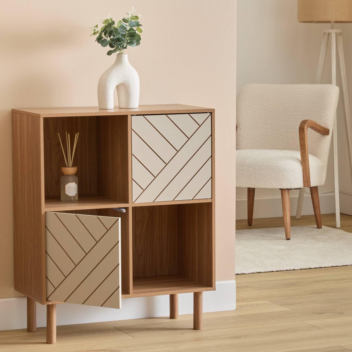 5 five simply smart 5five - etagère 4 Cases mix'n'Match Bois et Motif rayé