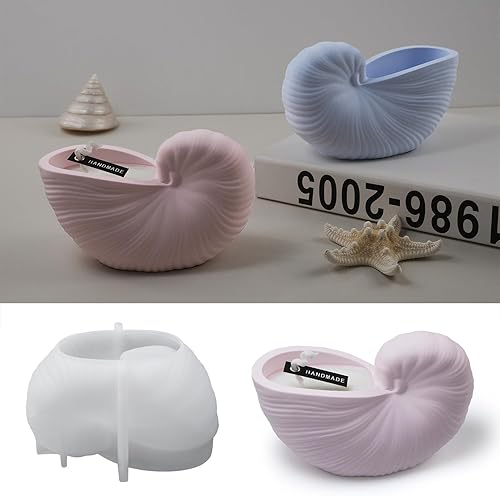 Miniatura 5 de Yalulu 2 moldes para tarros de vela de concha, moldes de concreto de silicona para portavelas, moldes de resina epoxi para velas, moldes de silicona