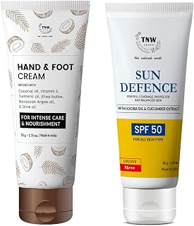 TNW-The Natural Wash Hand/Foot Cream with Vitamin E, Shea Butter and SPF 50 PA++ UVA/UVB Clinically Approved Sunscreen for... Price In India