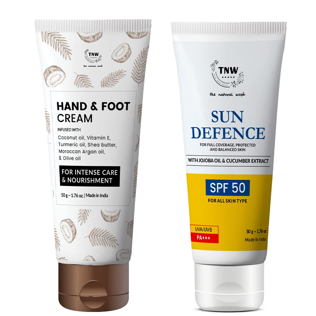 TNW-The Natural Wash Hand/Foot Cream with Vitamin E, Shea Butter and SPF 50 PA++ UVA/UVB Clinically Approved Sunscreen for...