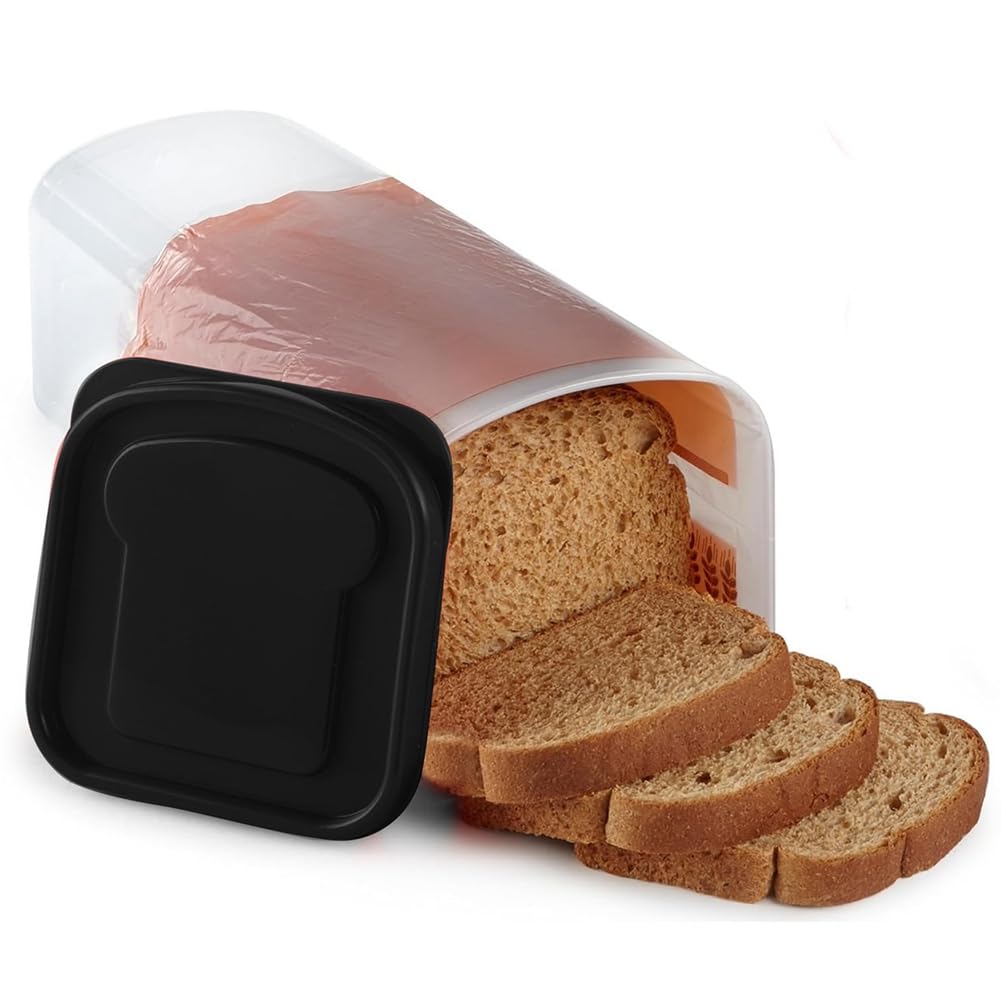 CTRLZS Transparent Bread Box Plastic -Keeping Toast Storage Holder with Lid Bread Crisper Bread Storage Container, Easy Install B