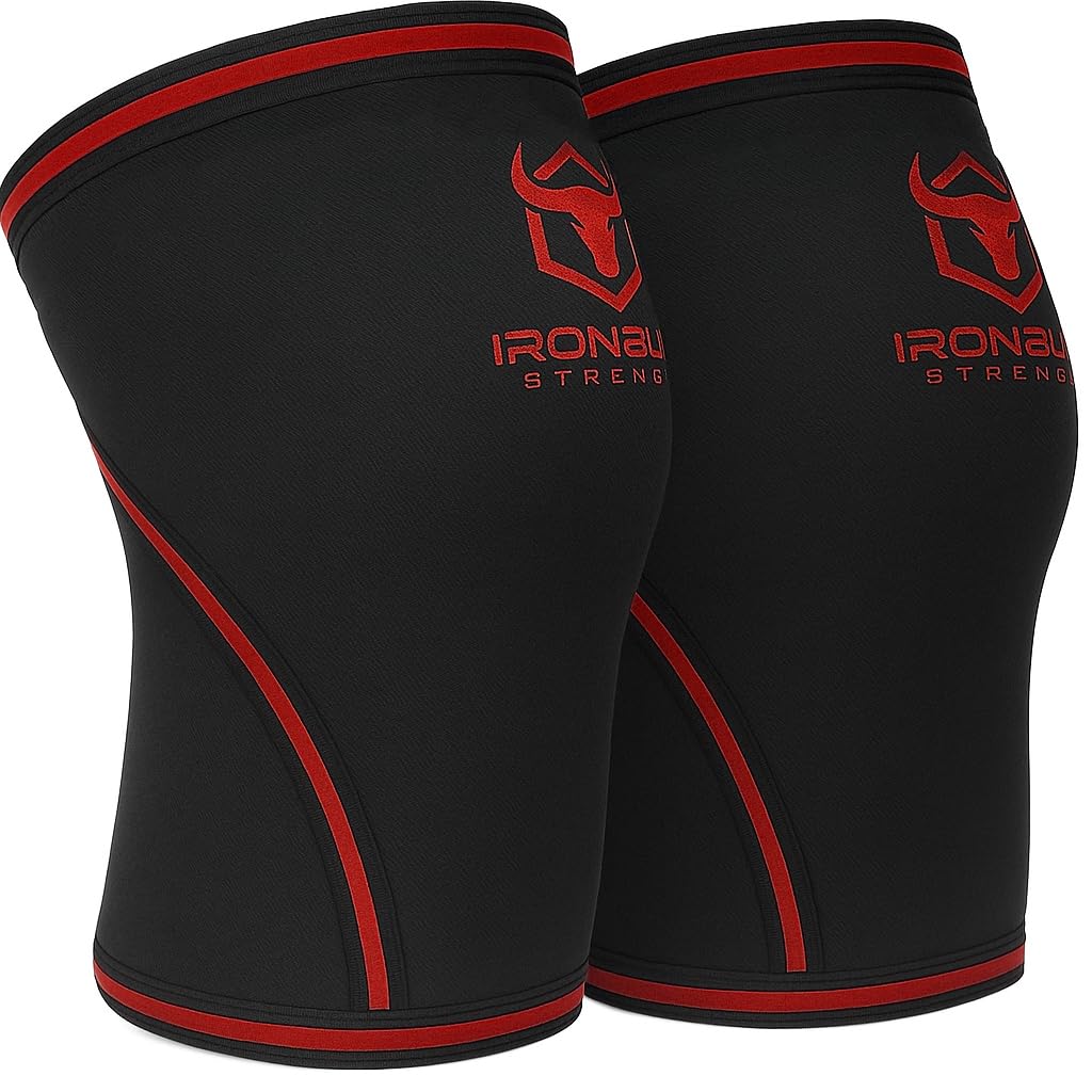 Iron Bull Strength Knee Sleeves 7mm (1 Pair) - Compression Brace & Knee Sleeve For Weightlifting, Powerlifting & Cross Training - Knee Support for Squats - Men & Women