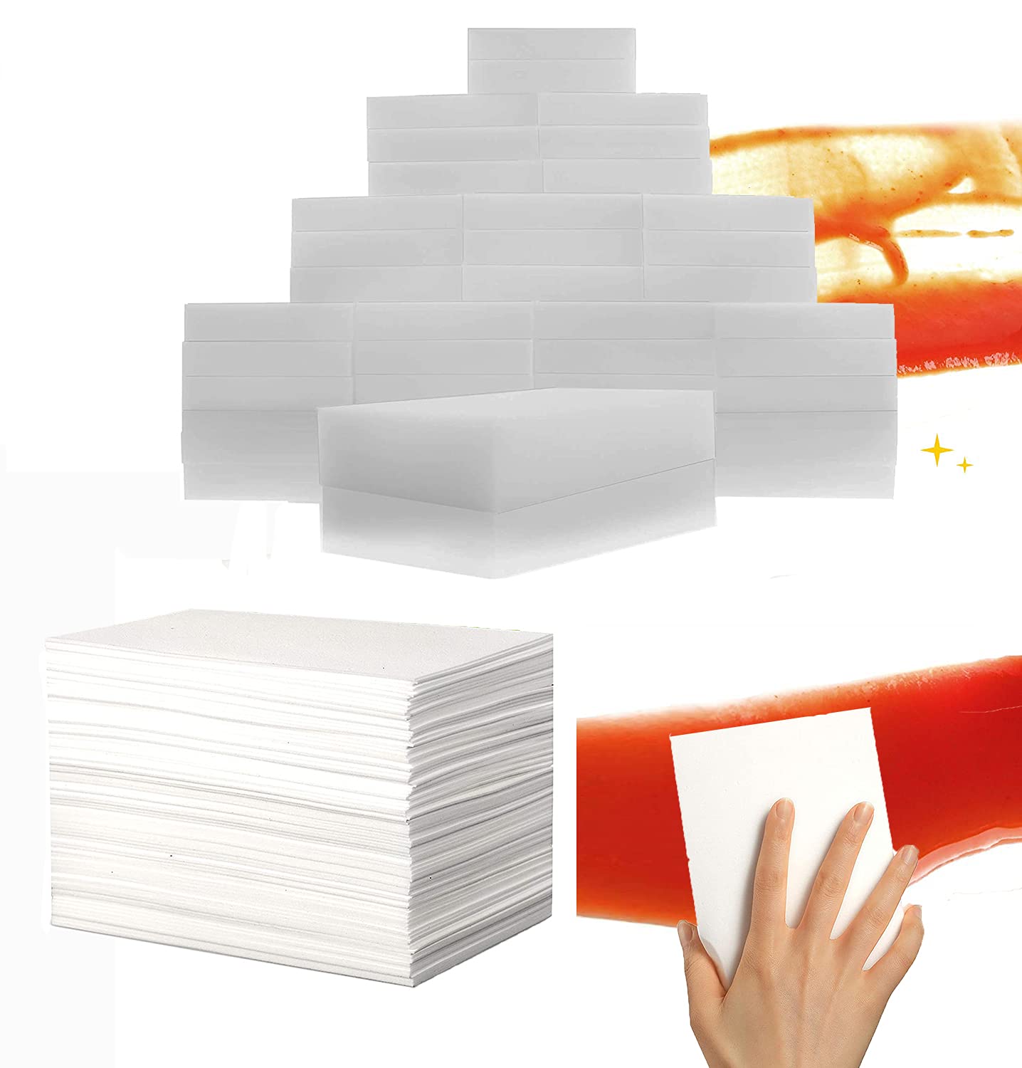 Magic Cleaning Sponge Eraser Sheets, Multi-Functional Melamine Sponge Foam Pads, Household Cleaner Non-Scratch Scrub Sponge for Kitchen