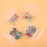 Vista 7 de 300 alfileres de cabeza plana rectos, 4 pines de cabeza de botón en caja, para agujas de coser a mano, proyectos de manualidades, 2 pulgadas, tipo 1#