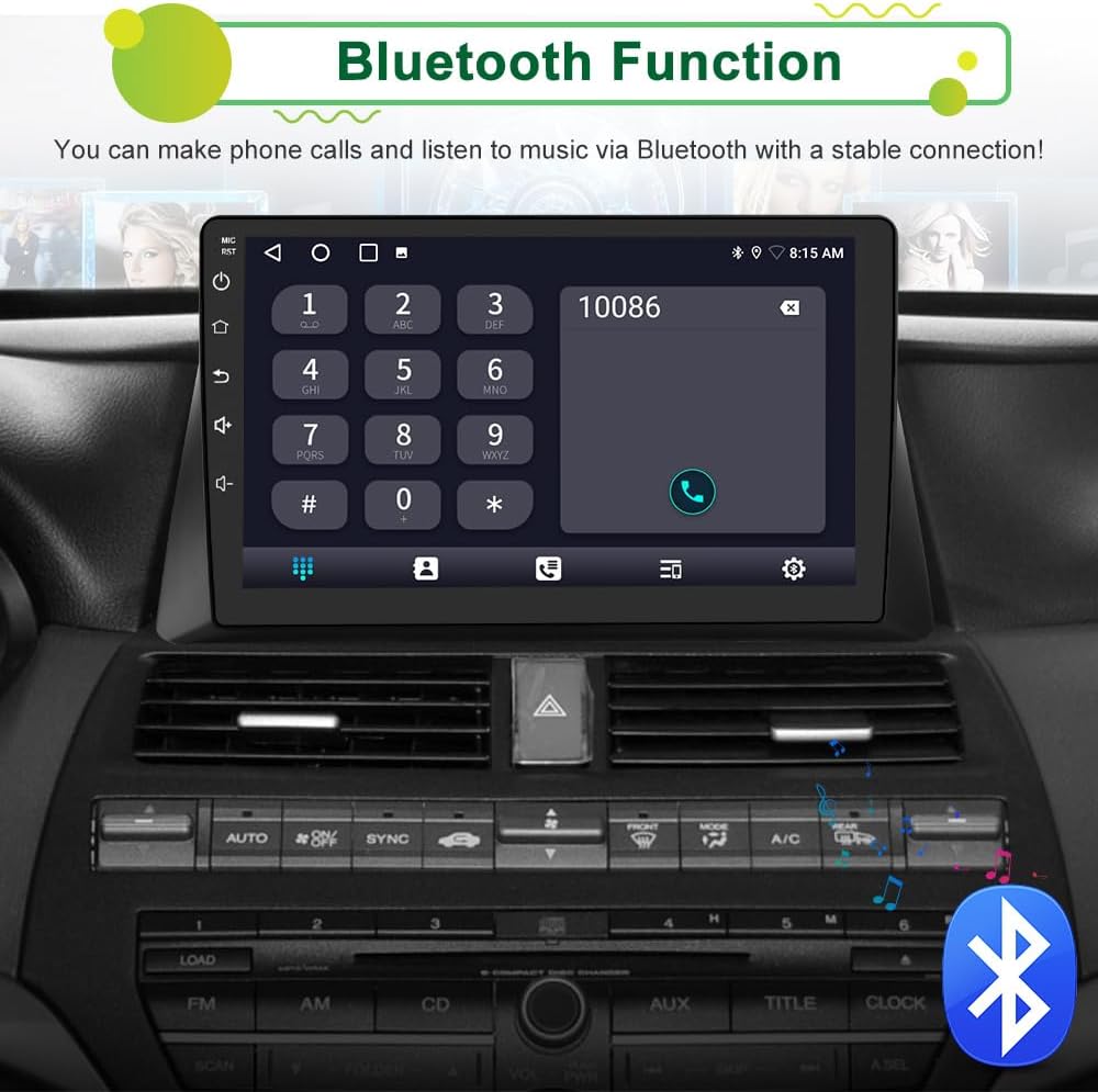 Car Stereo Radio for Honda Accord 8th 2008–2013, 10.1” | Android 15 Touchscreen | 2GB RAM 64GB ROM | CarPlay & Android Auto, Backup Camera | WiFi, Bluetooth | FM/AM Radio DSP | Steering Wheel Control