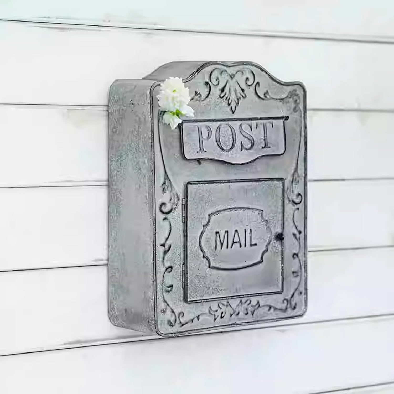 Wall Mount Mailbox for Outside, Large Metal Mail Box, Waterproof and Rust Resistant, Safe Key Drop Box for Letters and Newspapers(Gray)