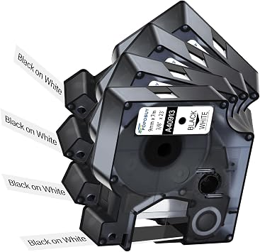 4 Pack Compatible for DYMO D1 Label Maker Refills A40913 S0720680 Black on White Label Tape 40913, 3/8 Inch x 23 Ft, for LabelManager 210D 220P 260P 420P LM160 350 360D COLORPOP LMPnP LP250
