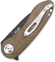 Vista 3 de Sitivien ST139 Sandvik 14C28N Cuchillo plegable de hoja de acero, cuchillos de herramientas EDC con mango Micarta para acampar al aire libre, Verde