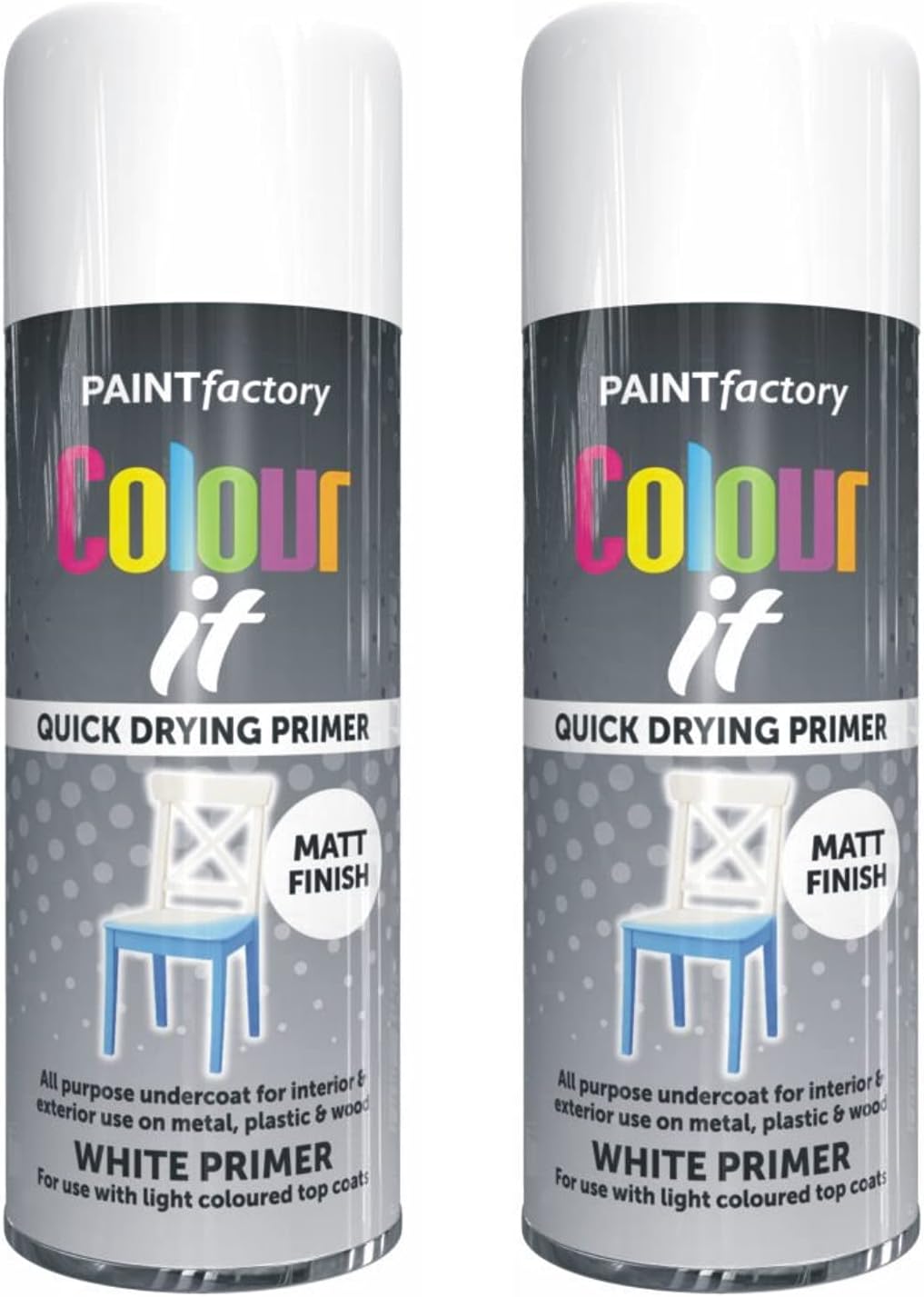 Brilliant White Primer Spray Paint, 2 X 400ML Color It Spray Paint For