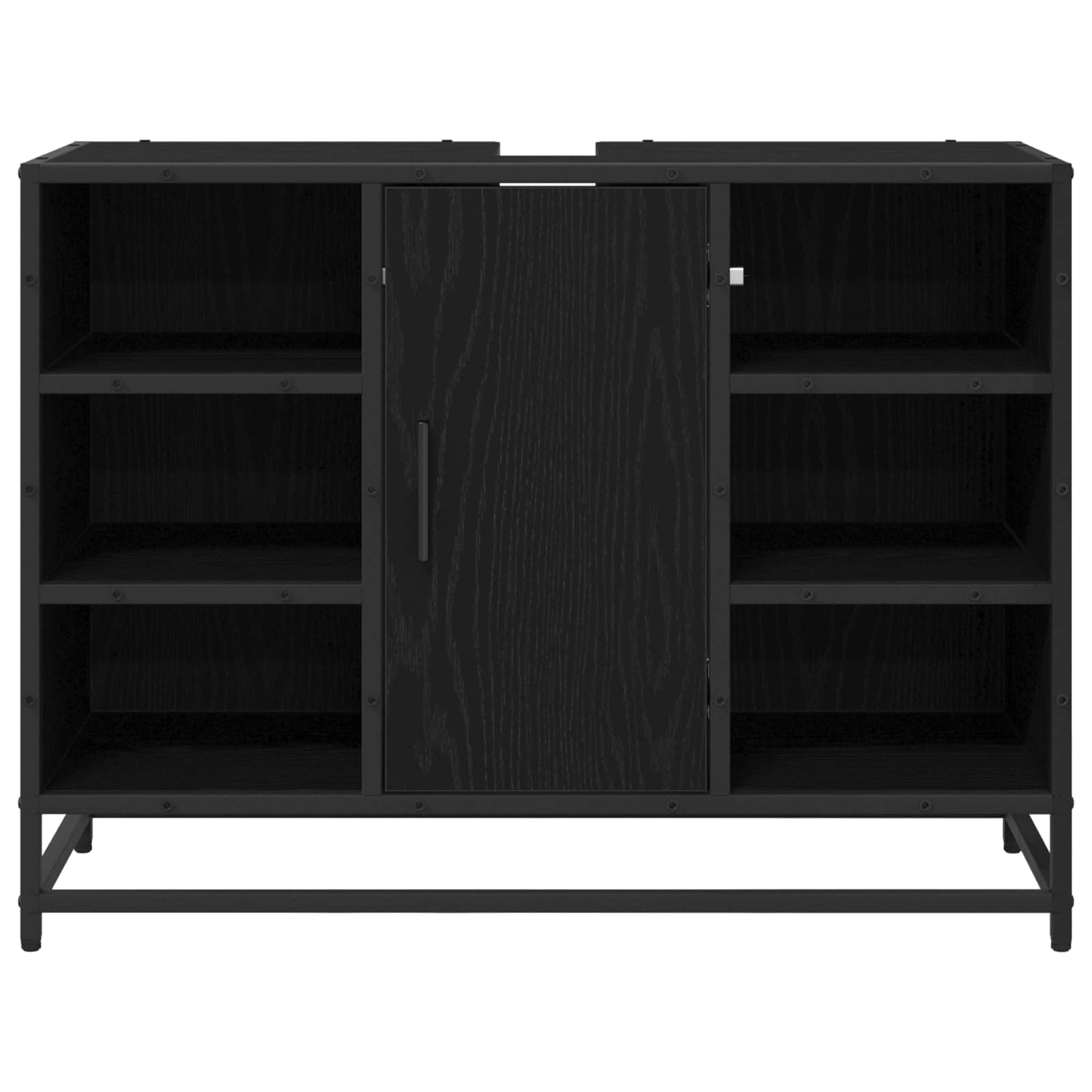 Szafka łazienkowa czarna imitacja dębu 80 x 33 x 60 cm materiał