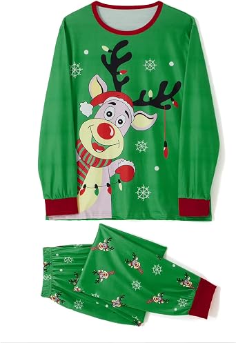 OAKFashion Christmas Family Matching Pajamas Set Xmas Pjs Holiday Pajamas Sleepwear Dad Mom Kids PJs