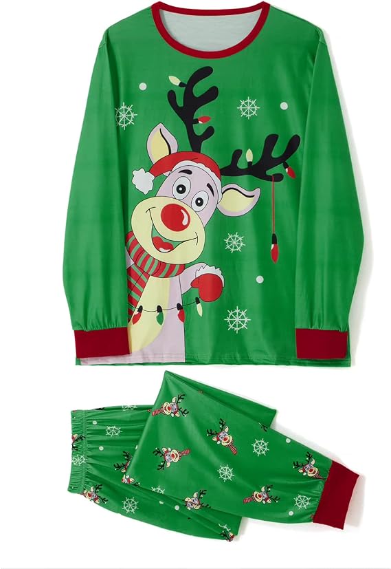 OAKFashion Christmas Family Matching Pajamas Set Xmas Pjs Holiday Pajamas Sleepwear Dad Mom Kids PJs