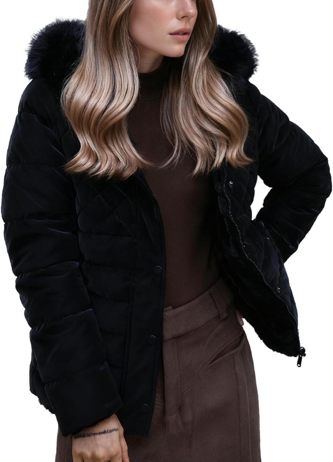 Women Long Puffer Coat Bubble Padded Trench Coat Insulated Winter Reversible Jacket...