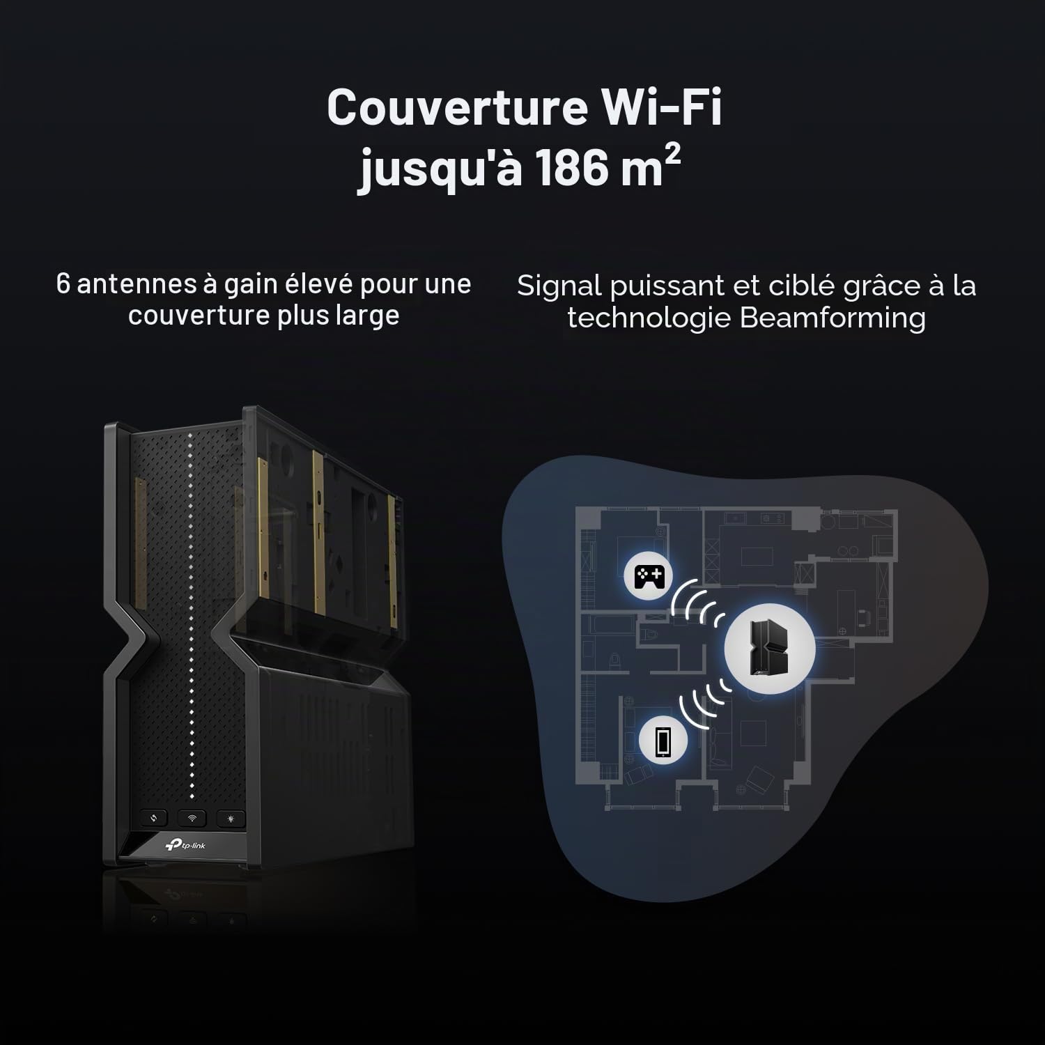 TP-Link Routeur tri-Bande BE9700 WiFi 7 Archer BE550 Pro 1 × 10 G + 4 × 2,5 G, USB 3.0 6 antennes internes Clients et serveurs VPN Bande 6 GHz, Easy-Mesh, HomeShield, MLO, IOT privé