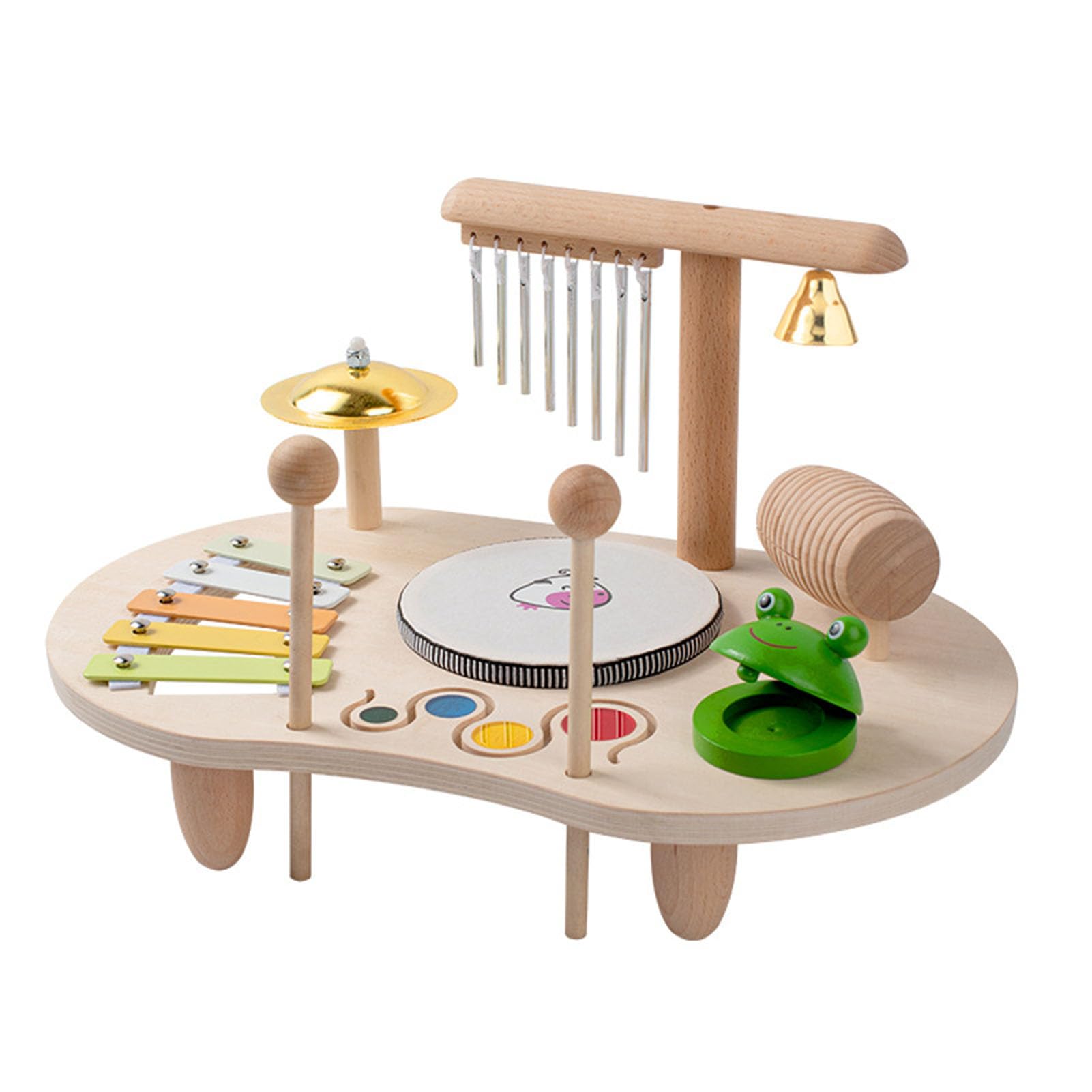 Stazione Musicale Multifunzionale in Legno Montessori, Set di Strumenti a Percussione per Bambini