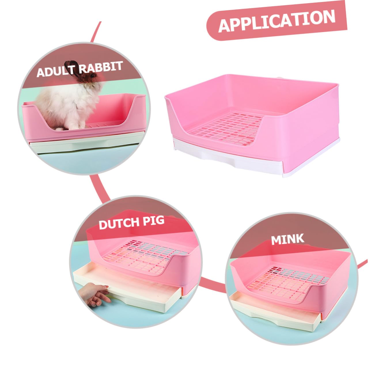 Meerschweinchen Katzentoilette aus Kunststoff mit Hohem Zaun Abnehmbarem Gitter und Großem Stauraum Rechteckige Kleintiertoilette für Kaninchen Hamster und Kleine Haustiere