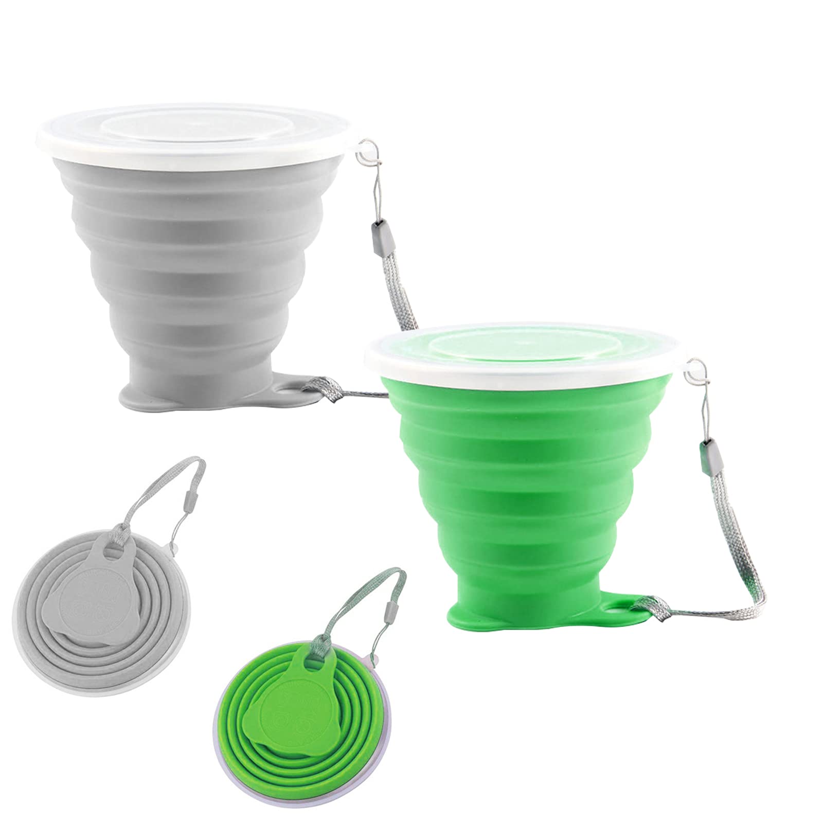 4 Gobelets Pliables De Voyage En Silicone Avec Couvercle - Réutilisables, étanches, Parfaits Pour Camping, Pique-nique