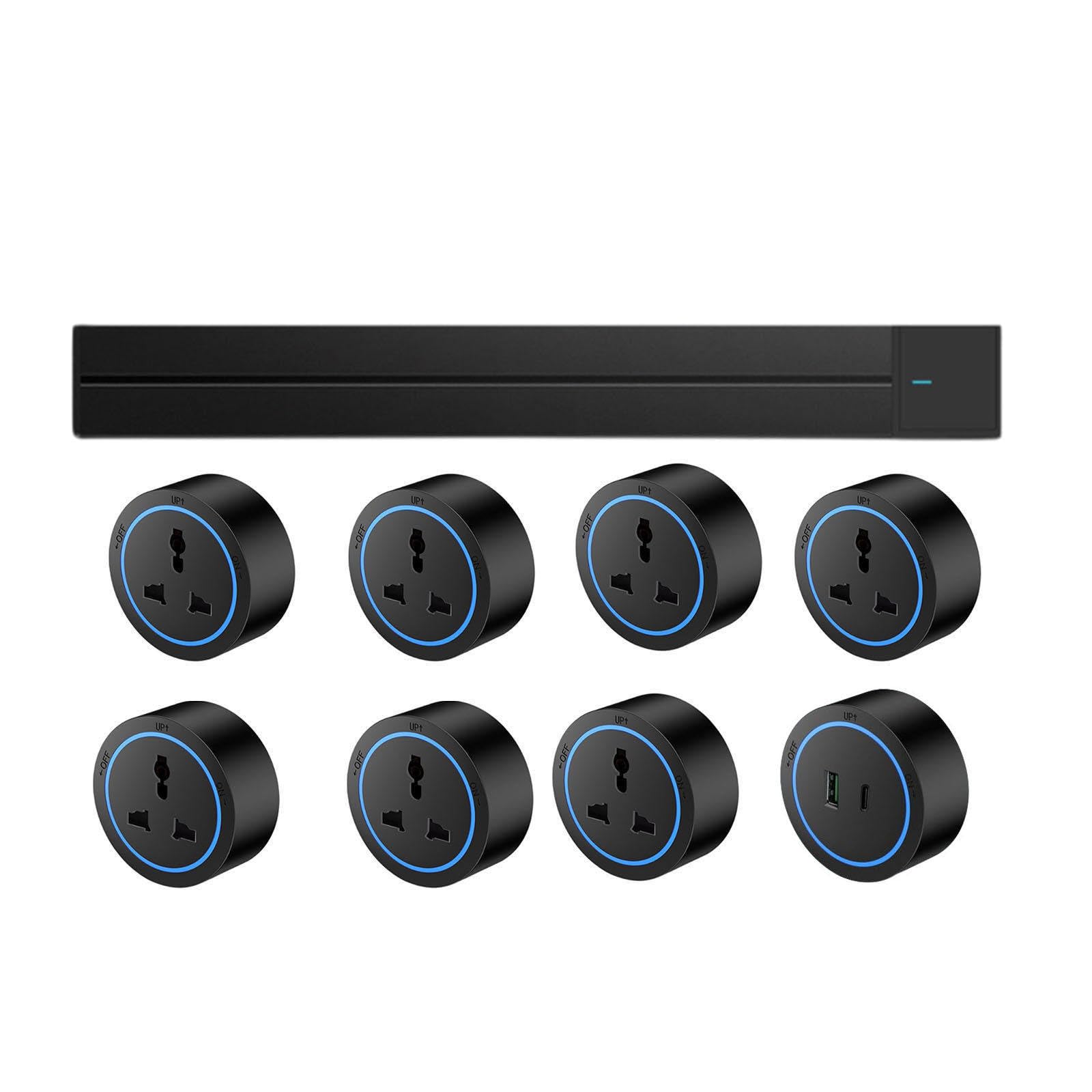 Power Strips Track Socket, Kitchen Power Strip, Wall-Mounted, Embedded Switch Guide Rail Slide Movement(Black,100cm)