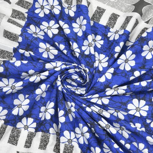 Image of RajasthaniKart Pure 100% Cotton Single Bed Sheet with 1 Pillow Cover (Bedsheet for Single Bed Cotton, Blue Floral)