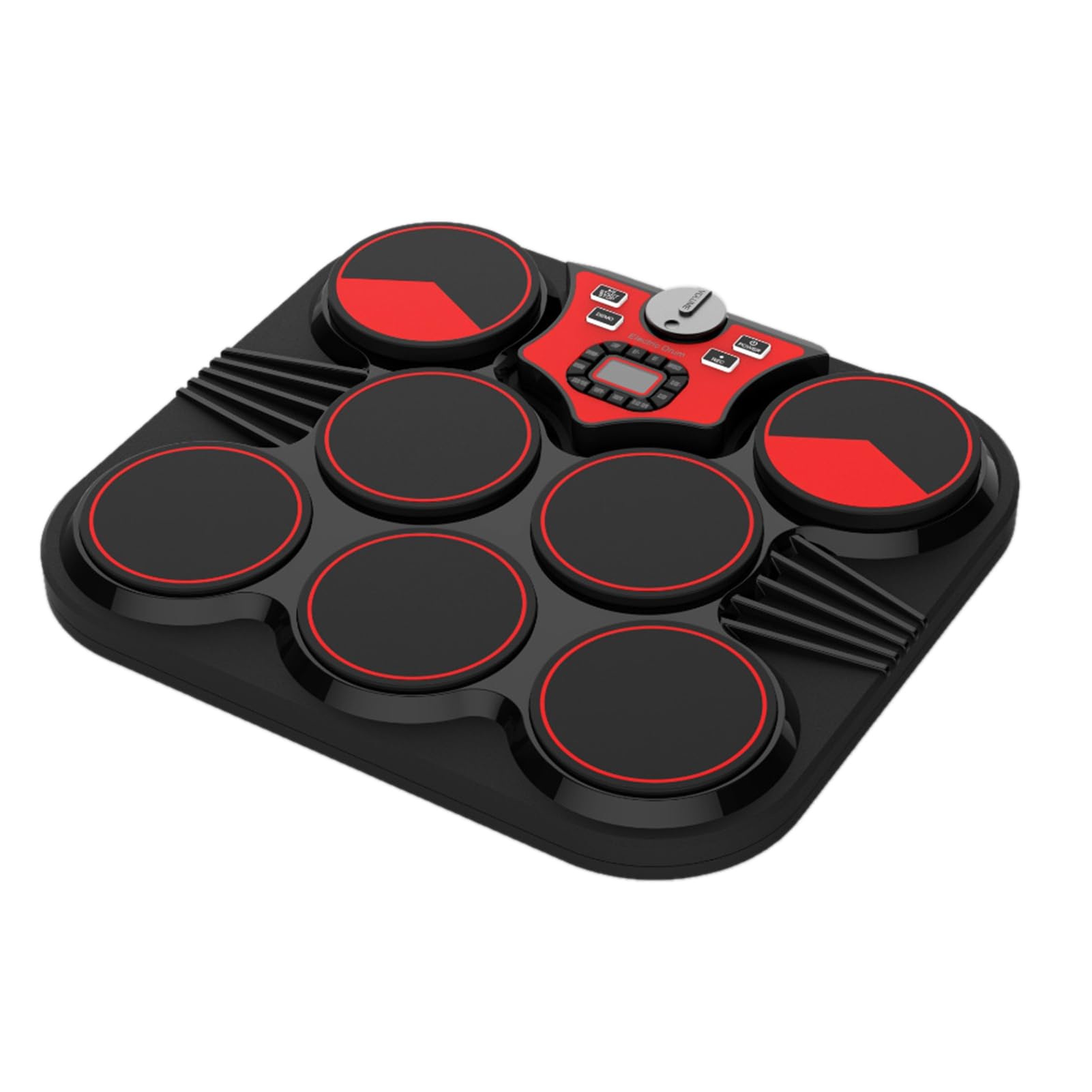 Brrnoo Batería, Batería Electrónica de Mesa USB 7 Pads Portátil con Altavoces Incorporados Electrónica Eléctrica con 2 Baquetas Pedales para Principiantes