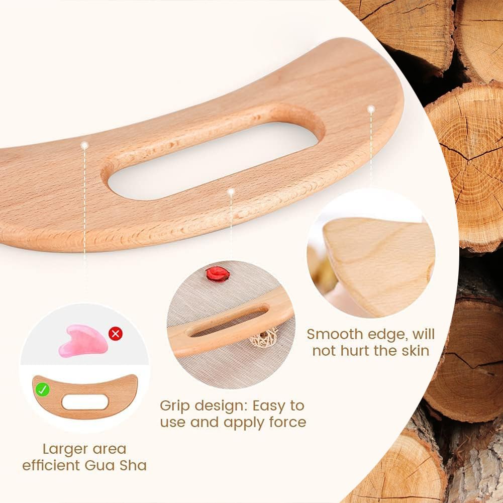 Gua Sha masażer z drewna, drenaż limfatyczny, drenaż limfatyczny, guasha Board, naturalne drewno, do twarzy, szyi, ciała, drewna Gua Sha