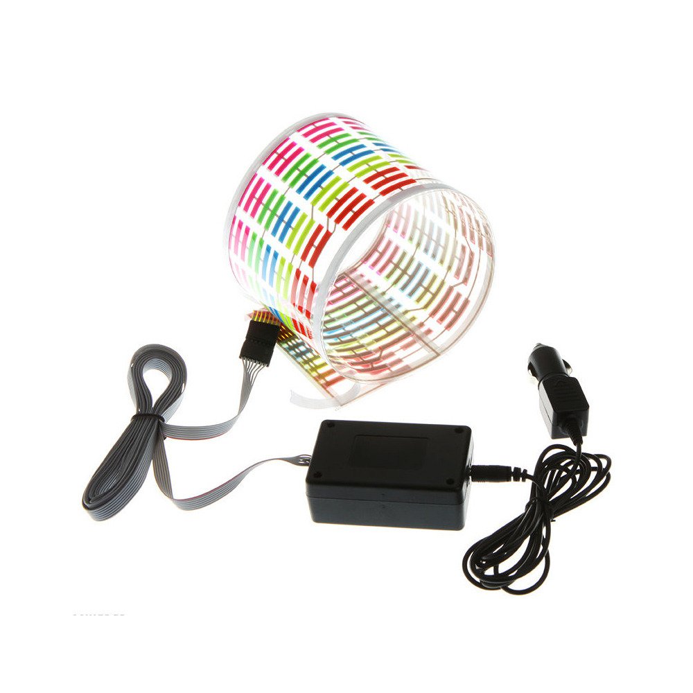 Band LED Rythmique Pour Voiture - 45x11cm, Capteur Sonore - S'allume Avec La Musique - Alimentation 12V - Couleurs Multiples - 2