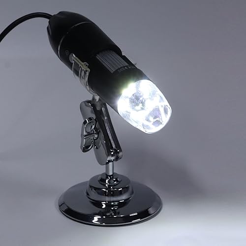 Miniatura 5 de Hilitand Microscopio digital USB 50X a 1600X, negro, luz LED, material ABS, portátil, compatible con teléfonos inteligentes
